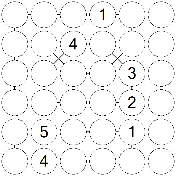 Chain Sudoku 6x6 - Difficile