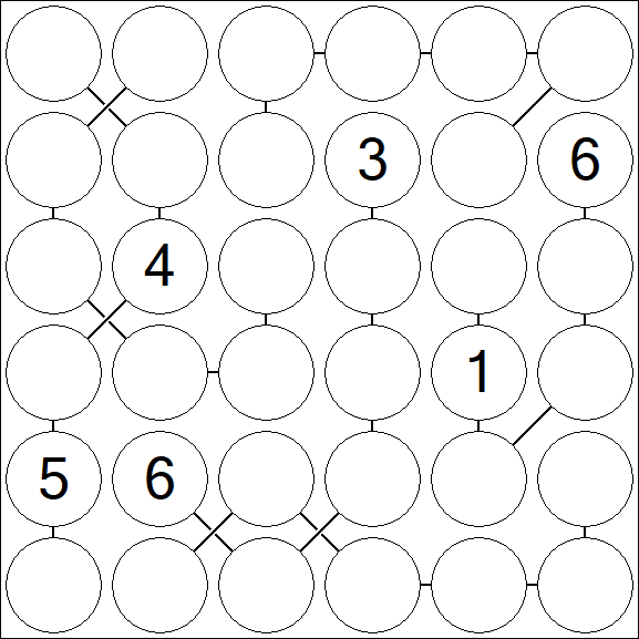 Chain Sudoku 6x6 - Difficile