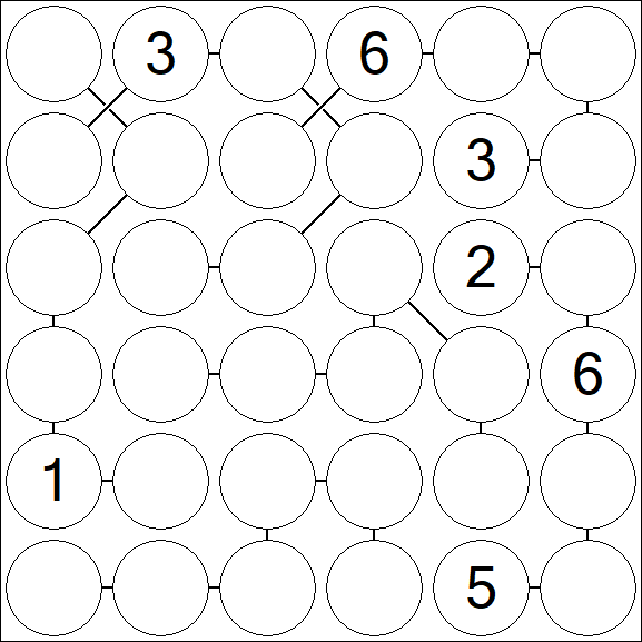Chain Sudoku 6x6 - Hard