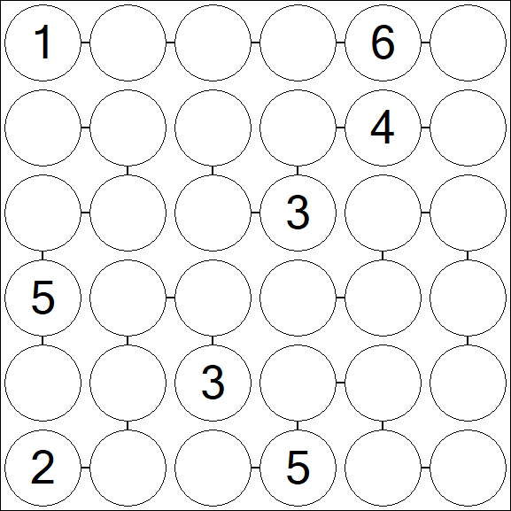 Chain Sudoku 6x6 - Difficile