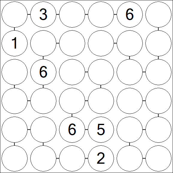 Chain Sudoku 6x6 - Difficile