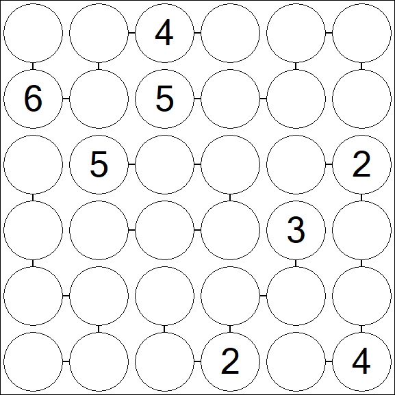 Chain Sudoku 6x6 - Hard