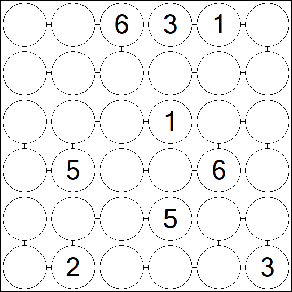 Chain Sudoku 6x6 - Hard