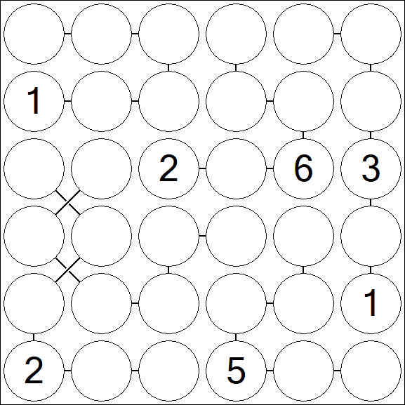 Chain Sudoku 6x6 - Difficile