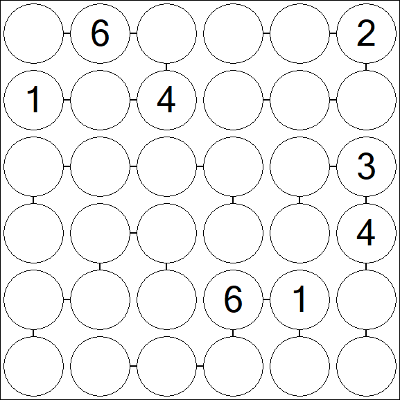 Chain Sudoku 6x6 - Difficile