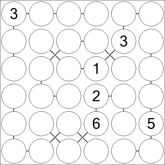 Chain Sudoku 6x6 - Difficile