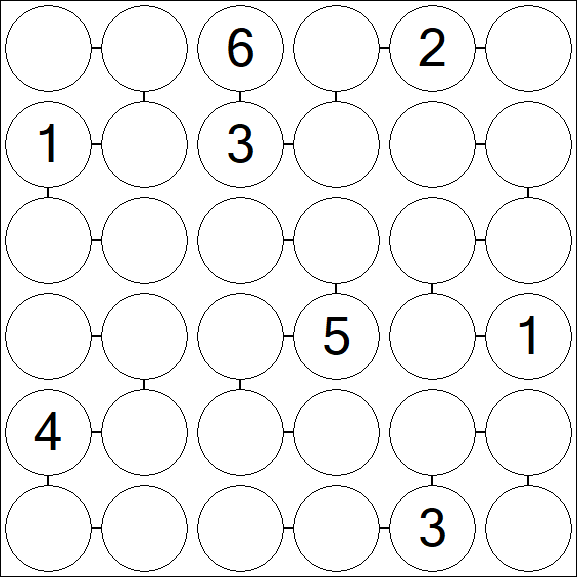 Chain Sudoku 6x6 - Difficile