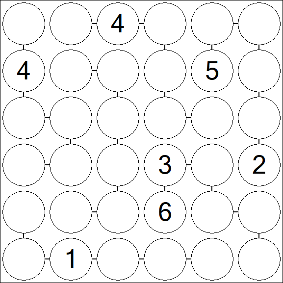 Chain Sudoku 6x6 - Hard