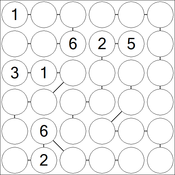 Chain Sudoku 6x6 - Difficile
