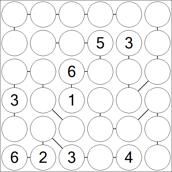 Chain Sudoku 6x6 - Difficile