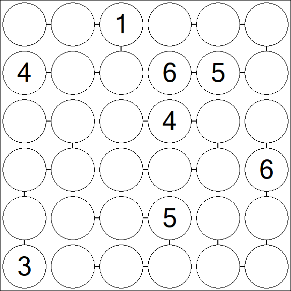 Chain Sudoku 6x6 - Difficile