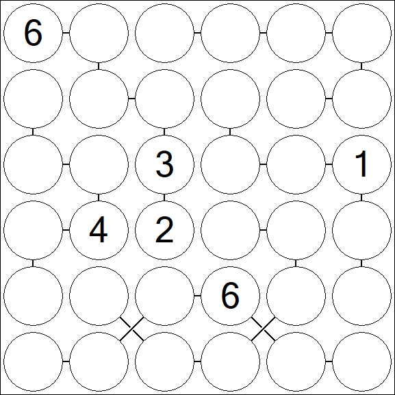Chain Sudoku 6x6 - Difficile