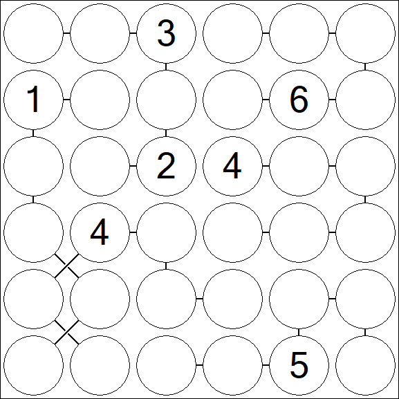 Chain Sudoku 6x6 - Difficile
