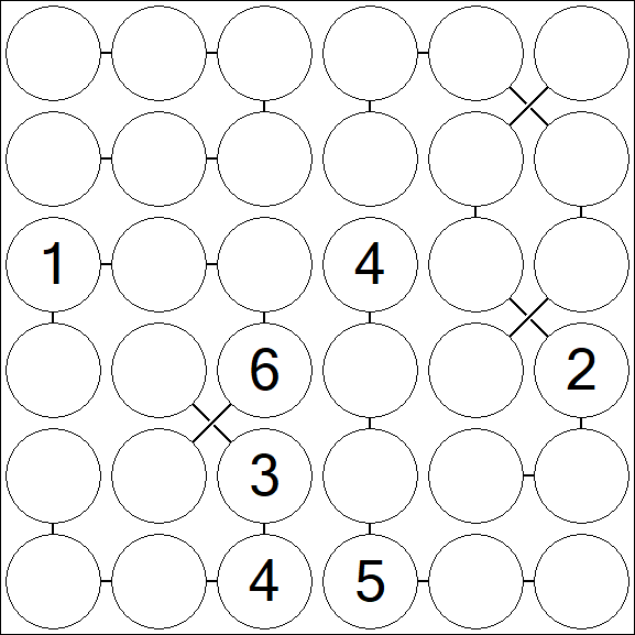 Chain Sudoku 6x6 - Difficile