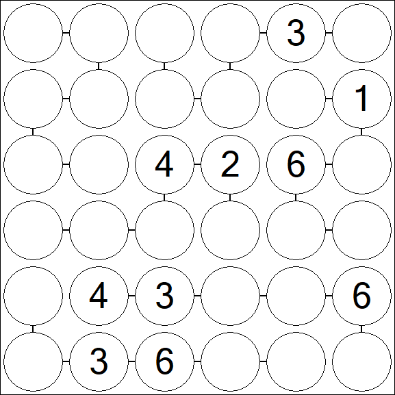 Chain Sudoku 6x6 - Difficile