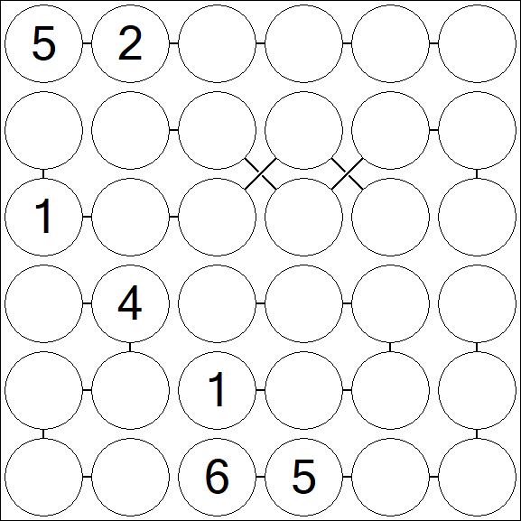 Chain Sudoku 6x6 - Difficile