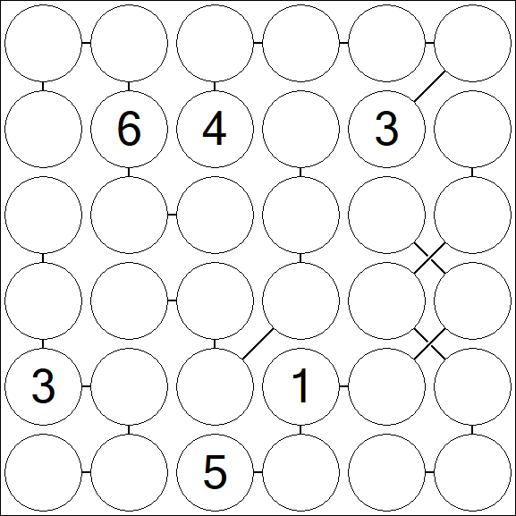 Chain Sudoku 6x6 - Difficile