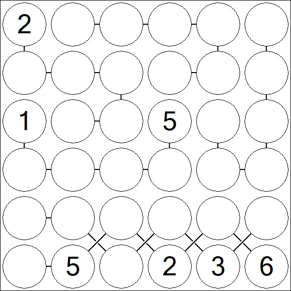Chain Sudoku 6x6 - Difficile