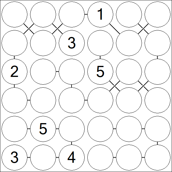 Chain Sudoku 6x6 - Difficile