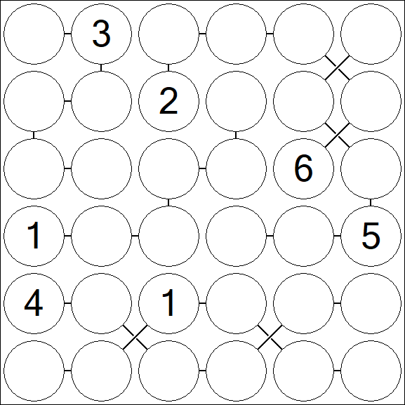 Chain Sudoku 6x6 - Difficile