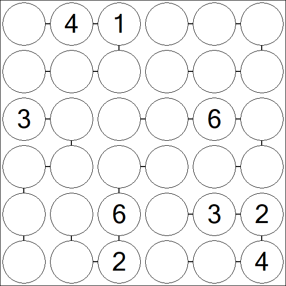 Chain Sudoku 6x6 - Difficile