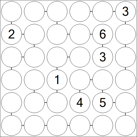 Chain Sudoku 6x6 - Difficile