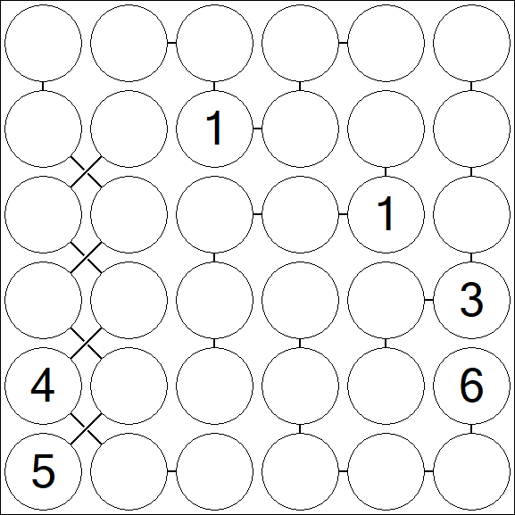 Chain Sudoku 6x6 - Difficile