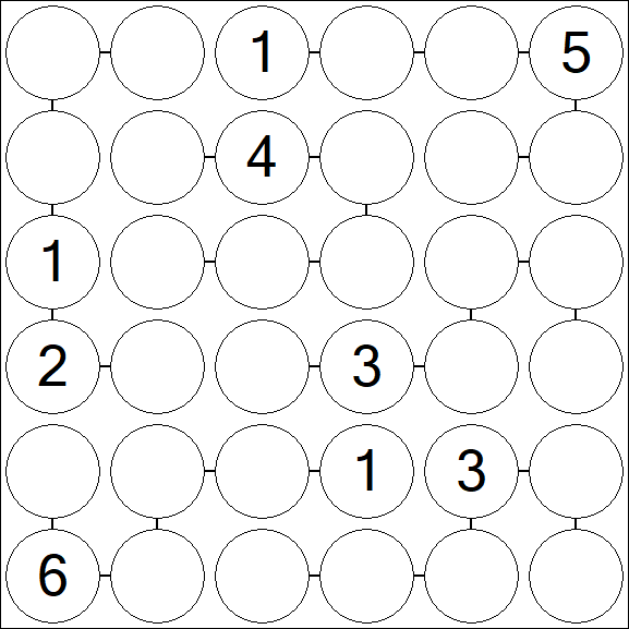 Chain Sudoku 6x6 - Difficile