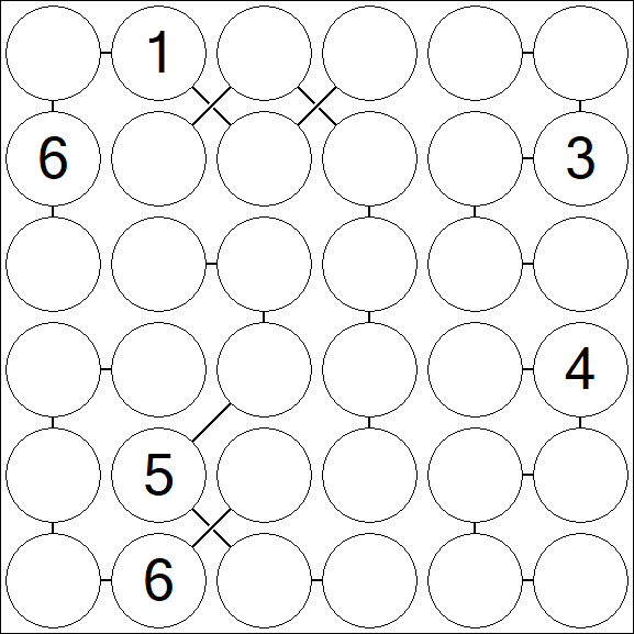 Chain Sudoku 6x6 - Difficile