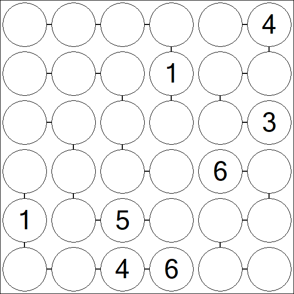 Chain Sudoku 6x6 - Difficile