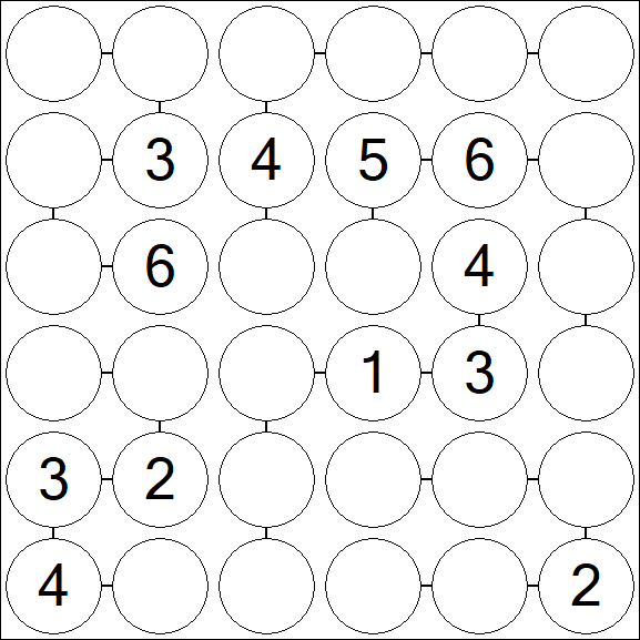 Chain Sudoku 6x6 - Hard 