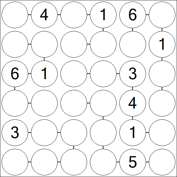 Chain Sudoku 6x6 - Medium