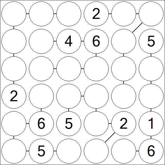 Chain Sudoku 6x6 - Medium