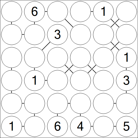 Chain Sudoku 6x6 - Medium