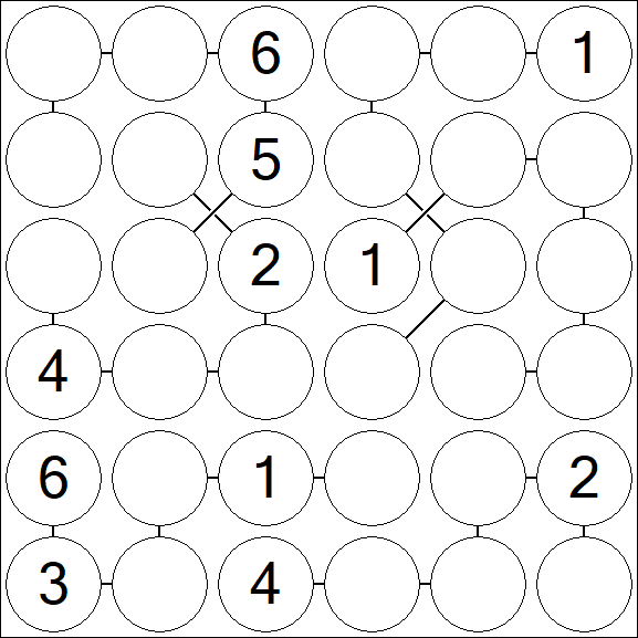 Chain Sudoku 6x6 - Medium