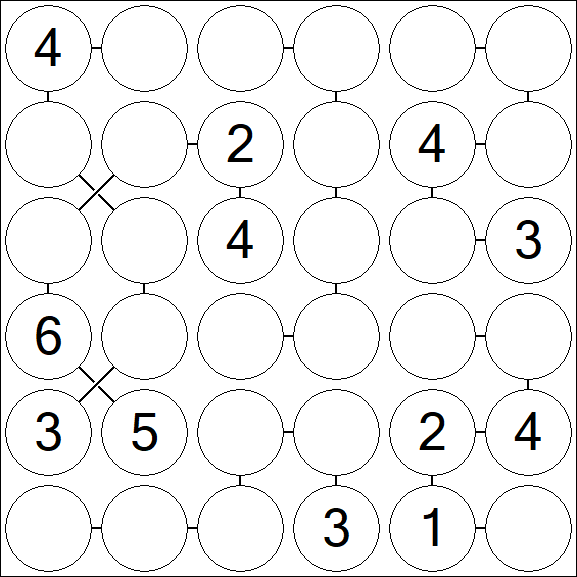 Chain Sudoku 6x6 - Medium