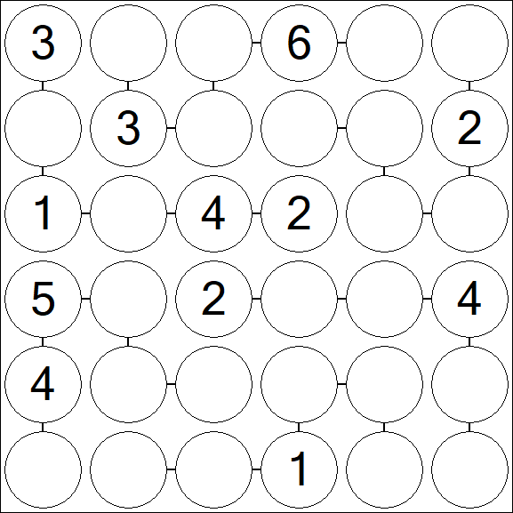 Chain Sudoku 6x6 - Medium
