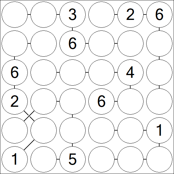 Chain Sudoku 6x6 - Medium
