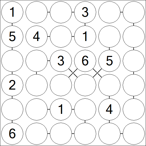 Chain Sudoku 6x6 - Medium