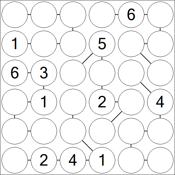 Chain Sudoku 6x6 - Medium