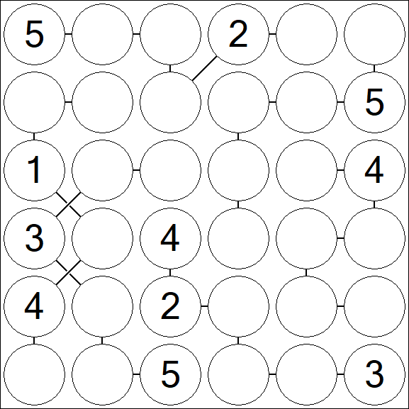 Chain Sudoku 6x6 - Medium