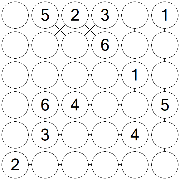 Chain Sudoku 6x6 - Medium