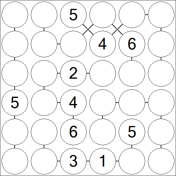 Chain Sudoku 6x6 - Medium