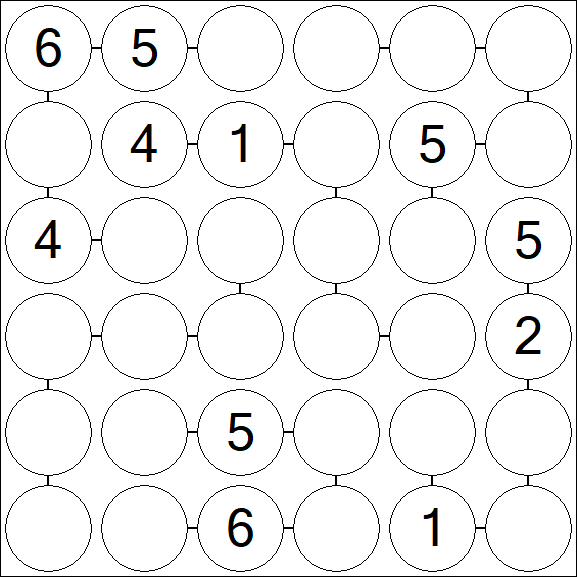 Chain Sudoku 6x6 - Medium