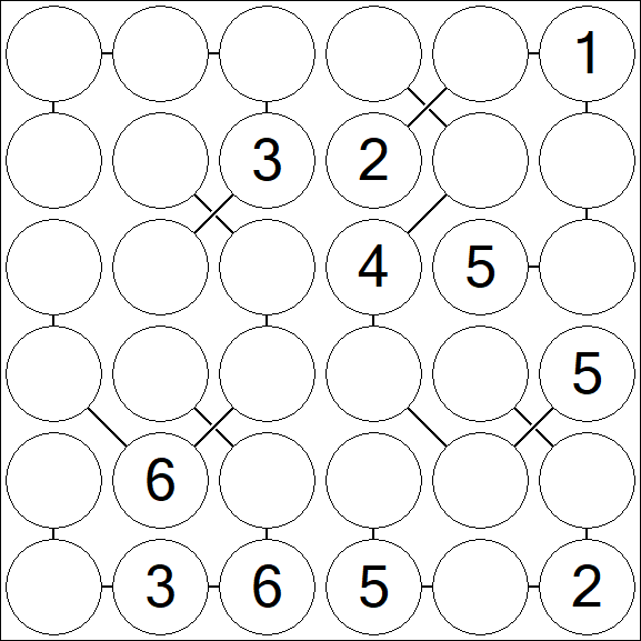 Chain Sudoku 6x6 - Medium