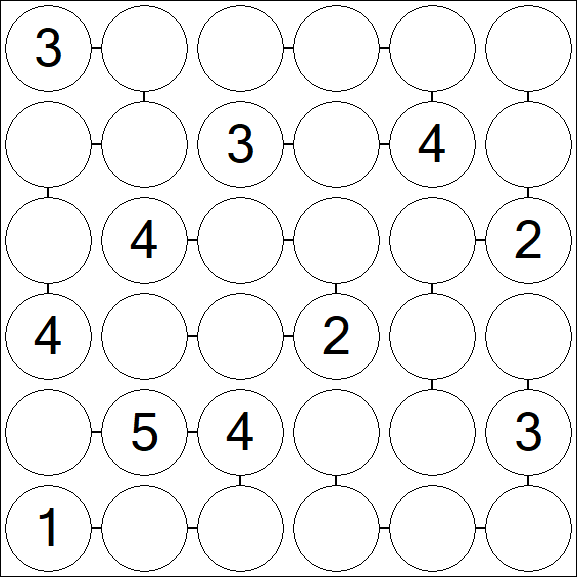 Chain Sudoku 6x6 - Medium