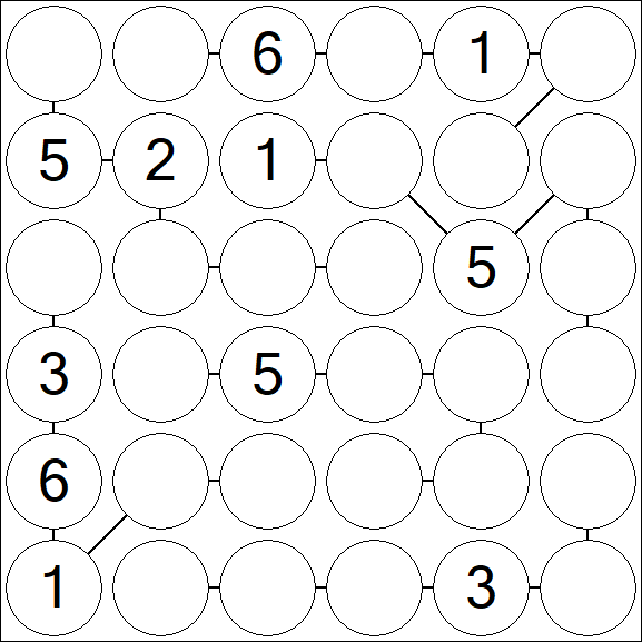 Chain Sudoku 6x6 - Medium