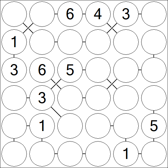 Chain Sudoku 6x6 - Medium