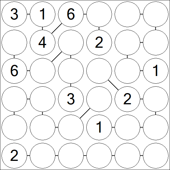 Chain Sudoku 6x6 - Medium