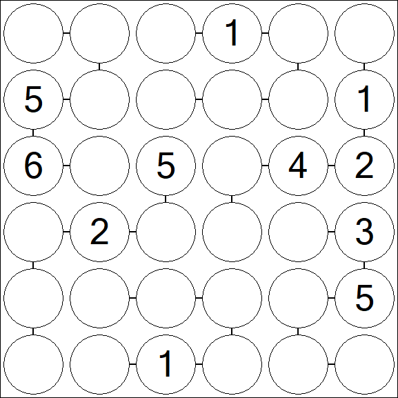 Chain Sudoku 6x6 - Medium